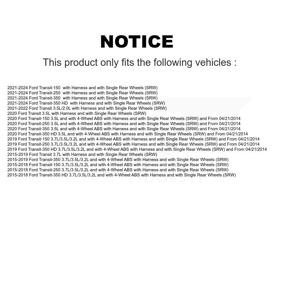 ABS Wheel Speed Sensor SEN-2ABS3135 For Ford Transit-250 Transit-150 Transit-350