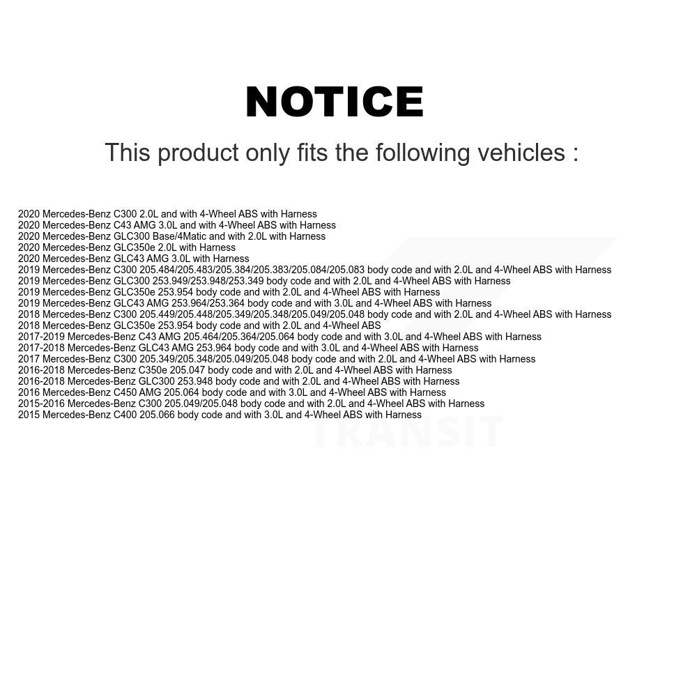 ABS Wheel Speed Sensor Rear SEN-2ABS3221 For Mercedes-Benz C300 GLC300 C43 AMG