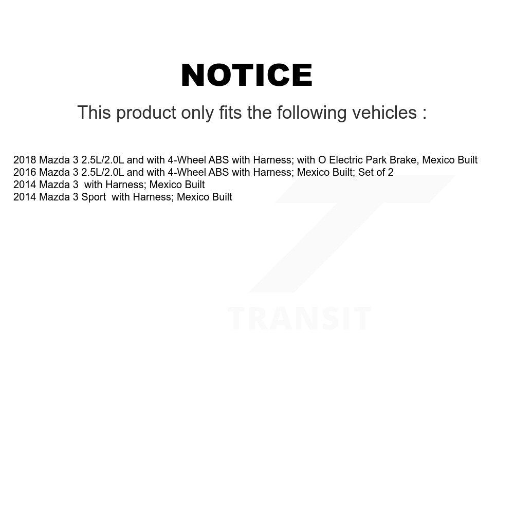 ABS Wheel Speed Sensor Rear SEN-2ABS3945 For Mazda 3 Sport