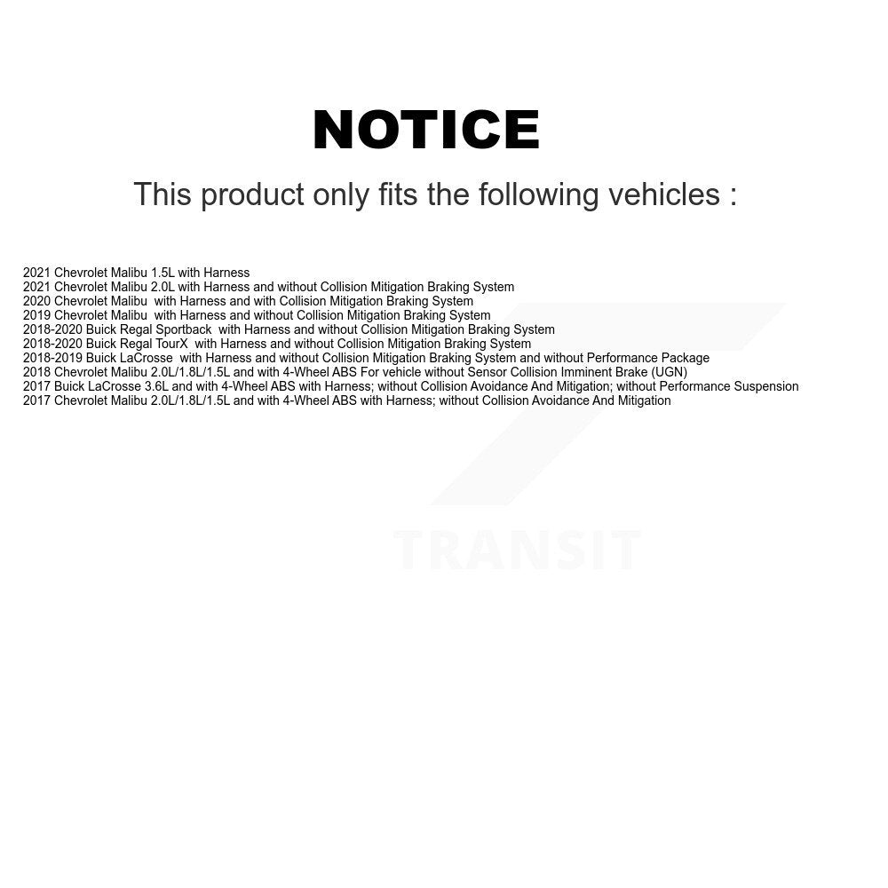 ABS Wheel Speed Sensor Front SEN-2ABS4310 For Chevrolet Malibu Buick LaCrosse