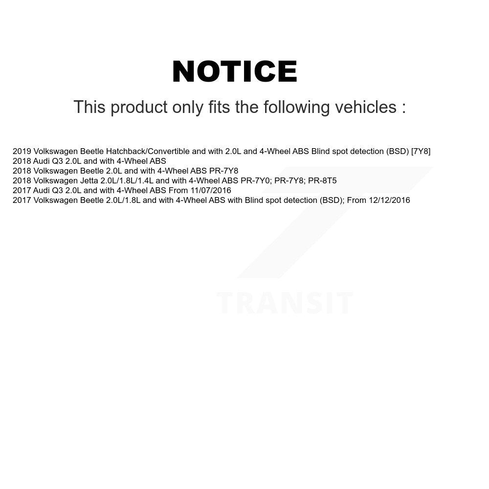 ABS Wheel Speed Sensor Rear SEN-2ABS4422 For Volkswagen Beetle Audi Q3 Jetta