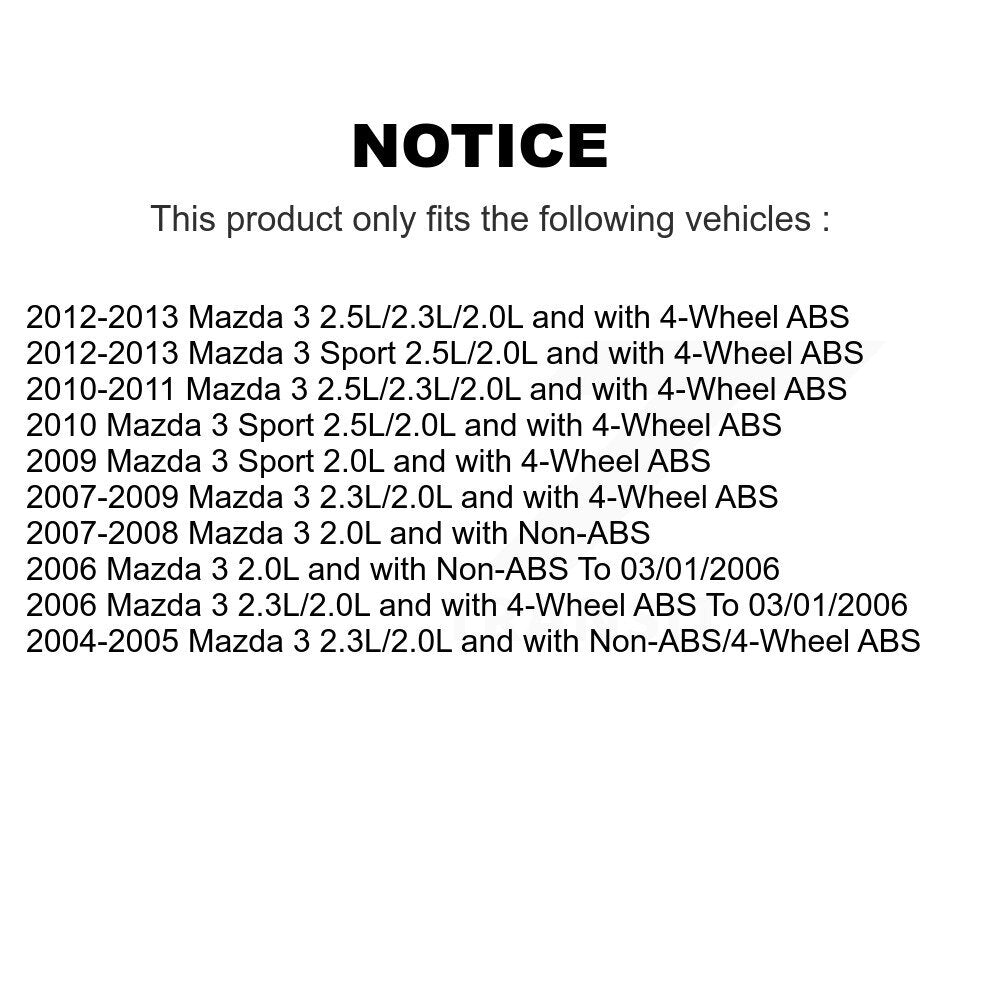 ABS Wheel Speed Sensor Wiring Harness Front SEN-2ABS5074 For Mazda 3 Sport