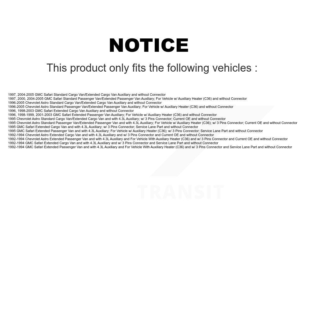 HVAC Blower Motor Resistor Rear SEN-2BMR0126 For Chevrolet Astro GMC Safari
