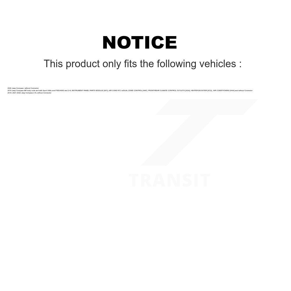 HVAC Blower Motor Resistor SEN-2BMR0377 For Jeep Compass without Connector
