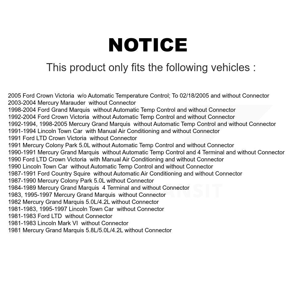 HVAC Blower Motor Resistor SEN-2BMR0614 For Mercury Grand Marquis Ford Crown Car