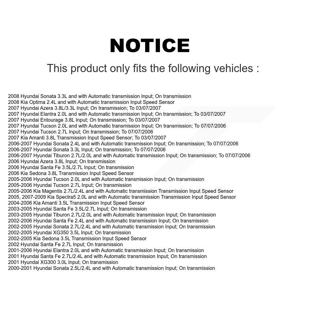 Speed Sensor SEN-2VSS0005 For Hyundai Sonata Elantra Tucson Santa Fe Kia Tiburon
