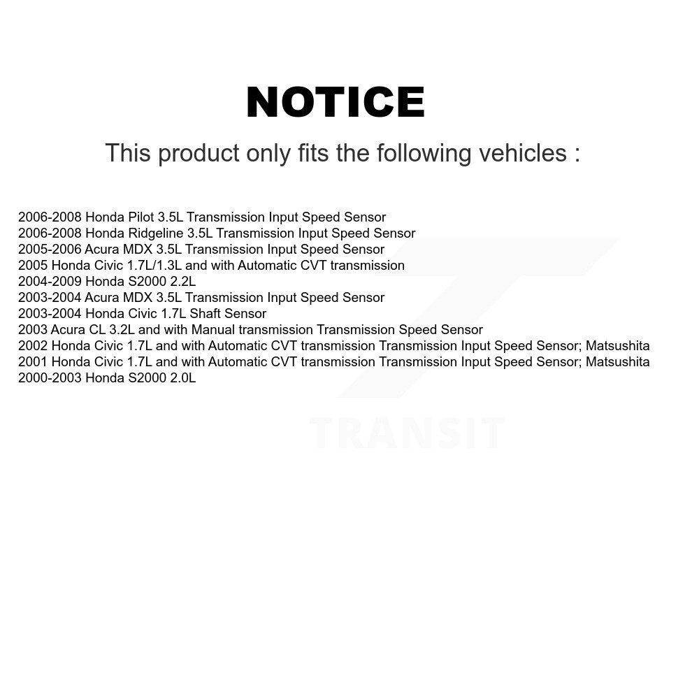 Speed Sensor For Honda Civic Ridgeline Pilot Acura MDX S2000 CL