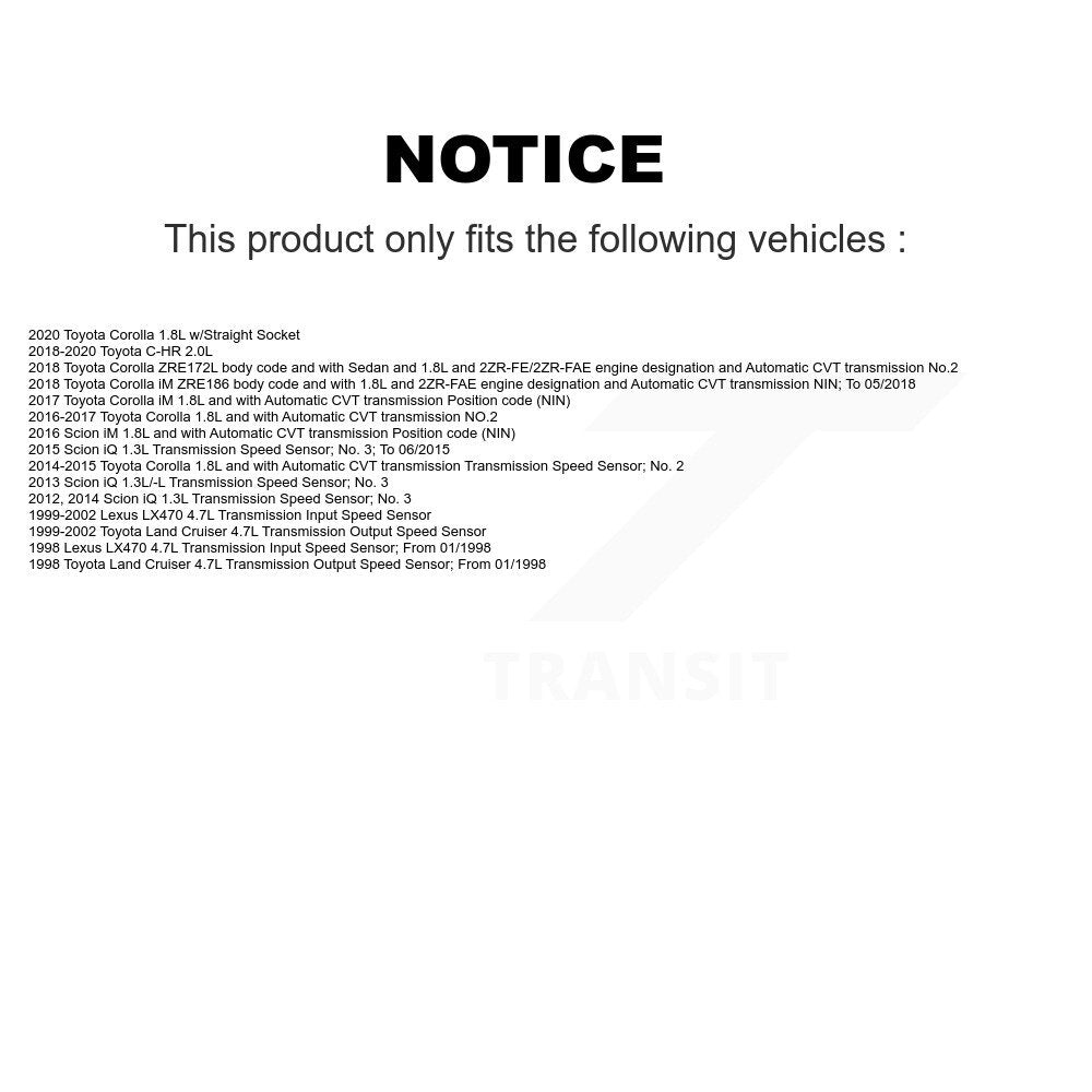 Speed Sensor For Toyota Corolla C-HR iM Scion iQ Lexus LX470 Land