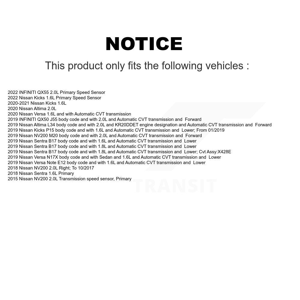 Vehicle Speed Sensor SEN-2VSS0677 For Nissan Kicks Sentra INFINITI QX50 NV200