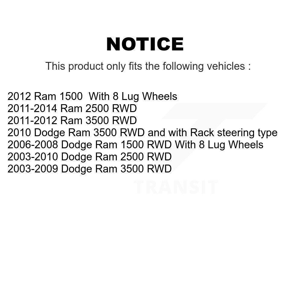 Steering Tie Rod End Front Inner TOR-EV80211 For Dodge Ram 3500 2500 1500