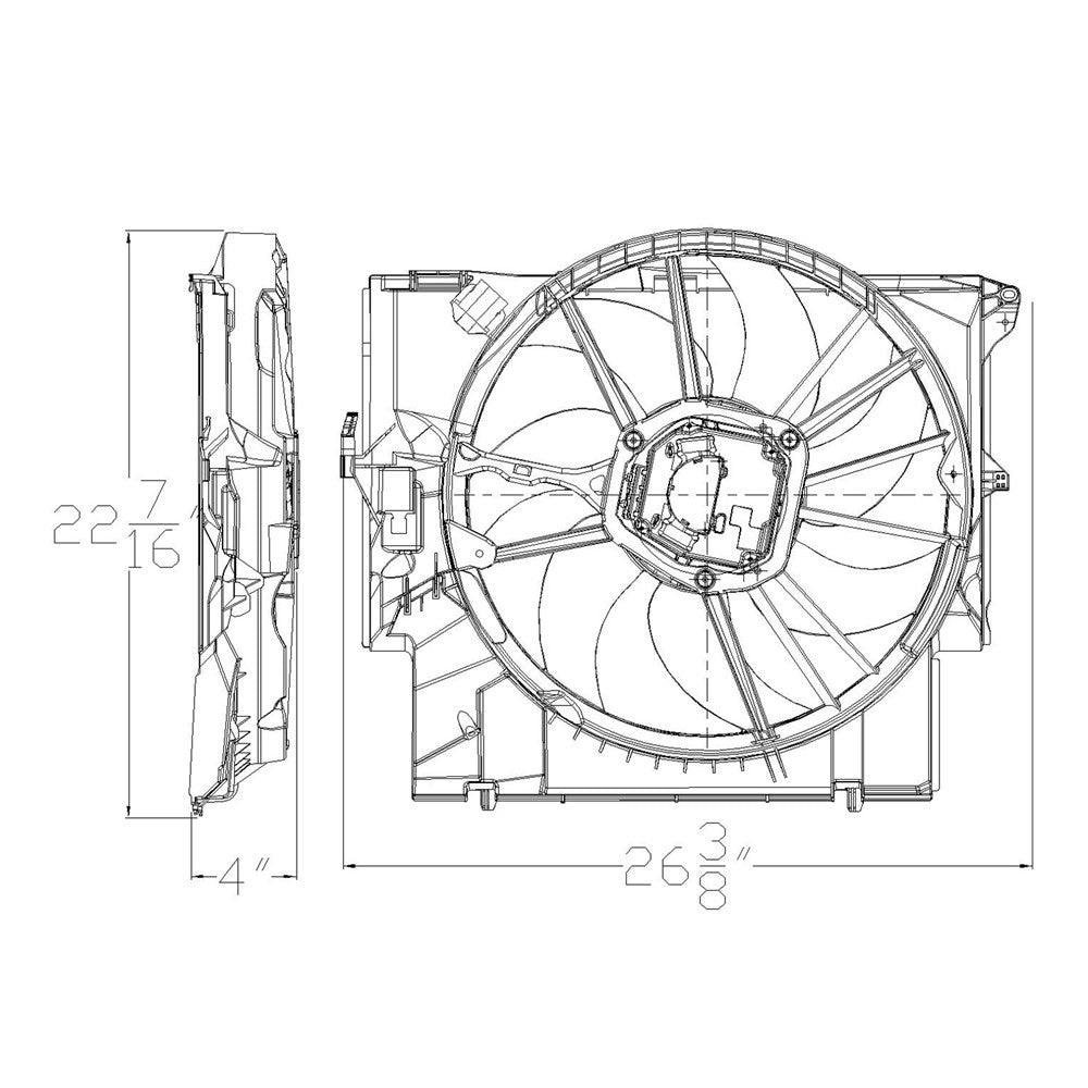 Engine Cooling Fan Assembly 2007-2016 Bmw 320i, 328i, 323i, 330i, 328xi, 335i, 335xi, 328i Xdrive, 335d, 335i Xdrive, 335is, 320i Xdrive, 128i, 135i