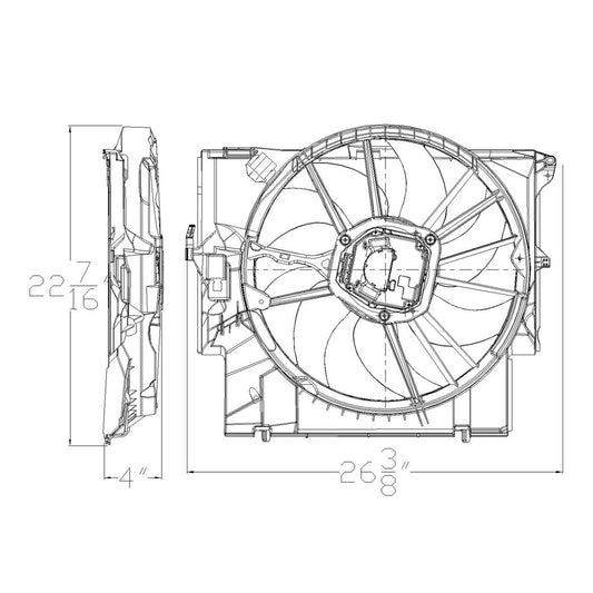Engine Cooling Fan Assembly 2007-2016 Bmw 320i, 328i, 323i, 330i, 328xi, 335i, 335xi, 328i Xdrive, 335d, 335i Xdrive, 335is, 320i Xdrive, 128i, 135i