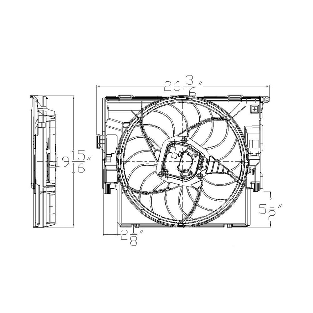 Engine Cooling Fan Assm 2012-2017 Bmw 320i, 328i, 330i, 335i, 328i Xdrive, 335i Xdrive, 335is, 320i Xdrive, 328d, 328d Xdrive, 328i Gt Xdrive