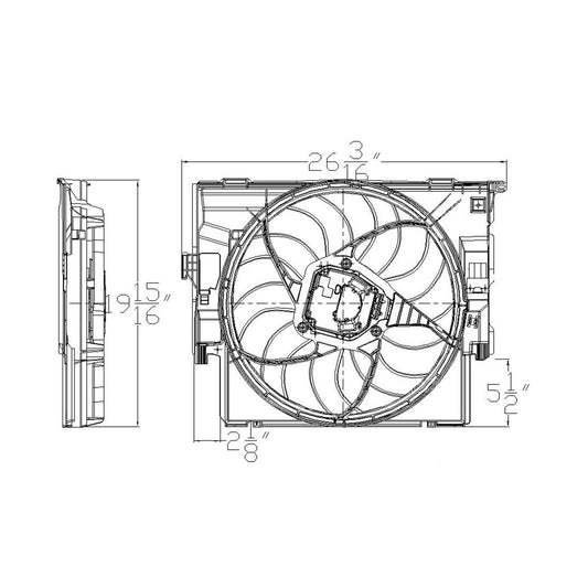 Engine Cooling Fan Assm 2012-2017 Bmw 320i, 328i, 330i, 335i, 328i Xdrive, 335i Xdrive, 335is, 320i Xdrive, 328d, 328d Xdrive, 328i Gt Xdrive