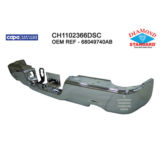 CAPA Certified Factory Style Replacement Rear Step Bumper Face Bar for Dodge Ram 1500, Ram 1500