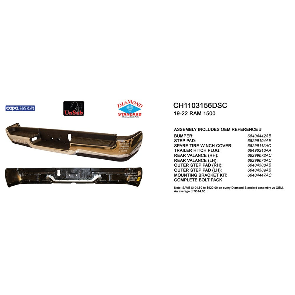 Rear Step Bumper Assembly 2019-2024 Ram 1500