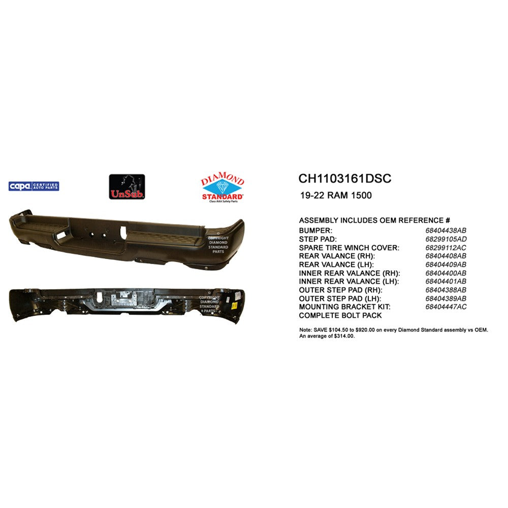 Rear Step Bumper Assembly 2019-2024 Ram 1500