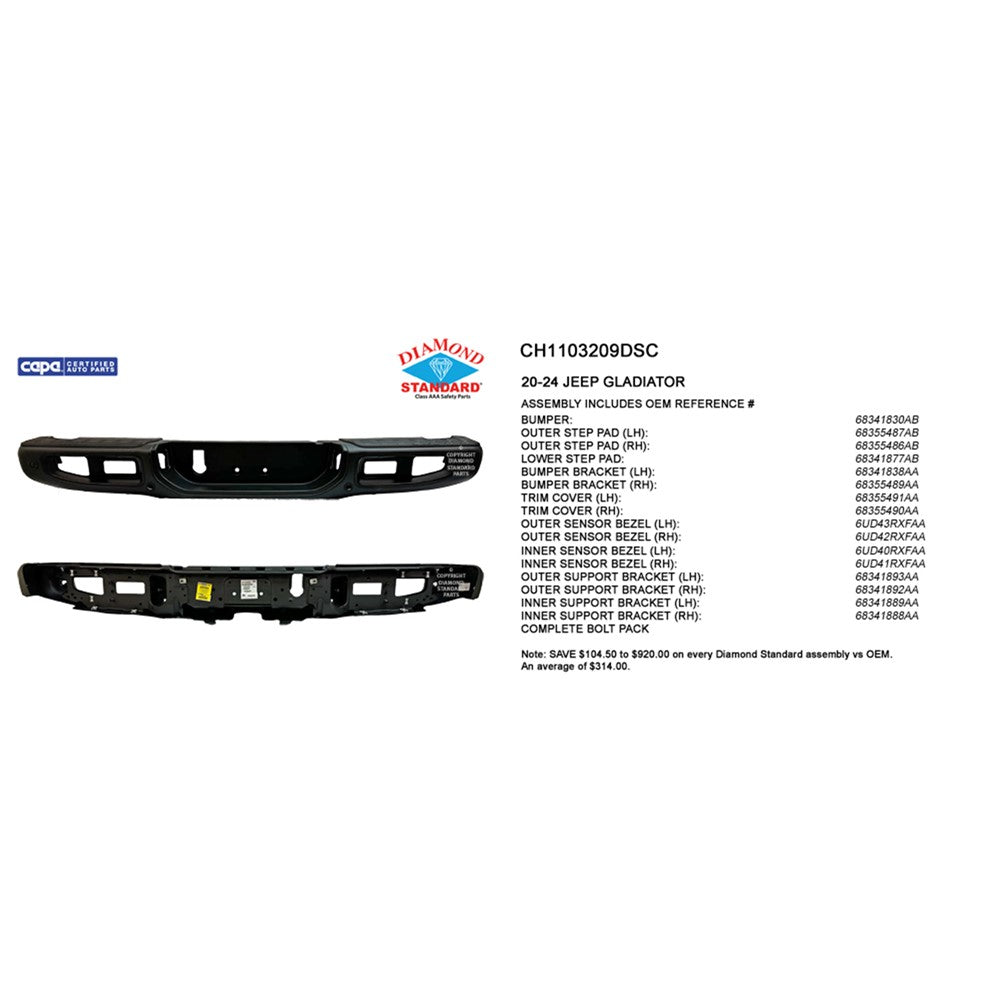 Rear Step Bumper Assembly 2020-2025 Jeep Gladiator