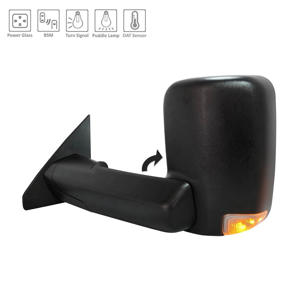 Left Driver Side Power Tow Style Door Mirror 2019-2024 Ram 1500