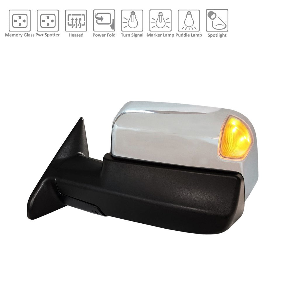 Left Driver Side Power Door Tow Mirror 2019-2020 Ram 2500, 3500