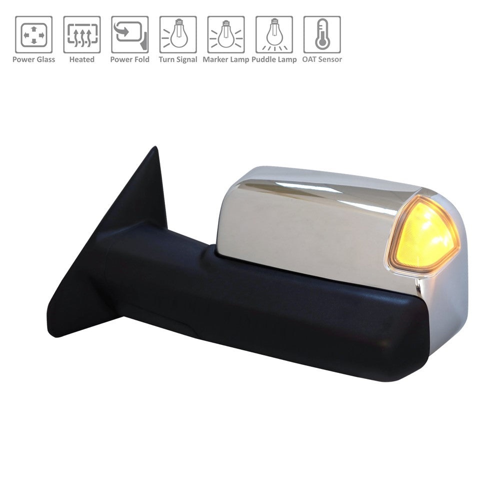 Left Driver Side Power Door Tow Mirror 2019-2020 Ram 2500, 3500