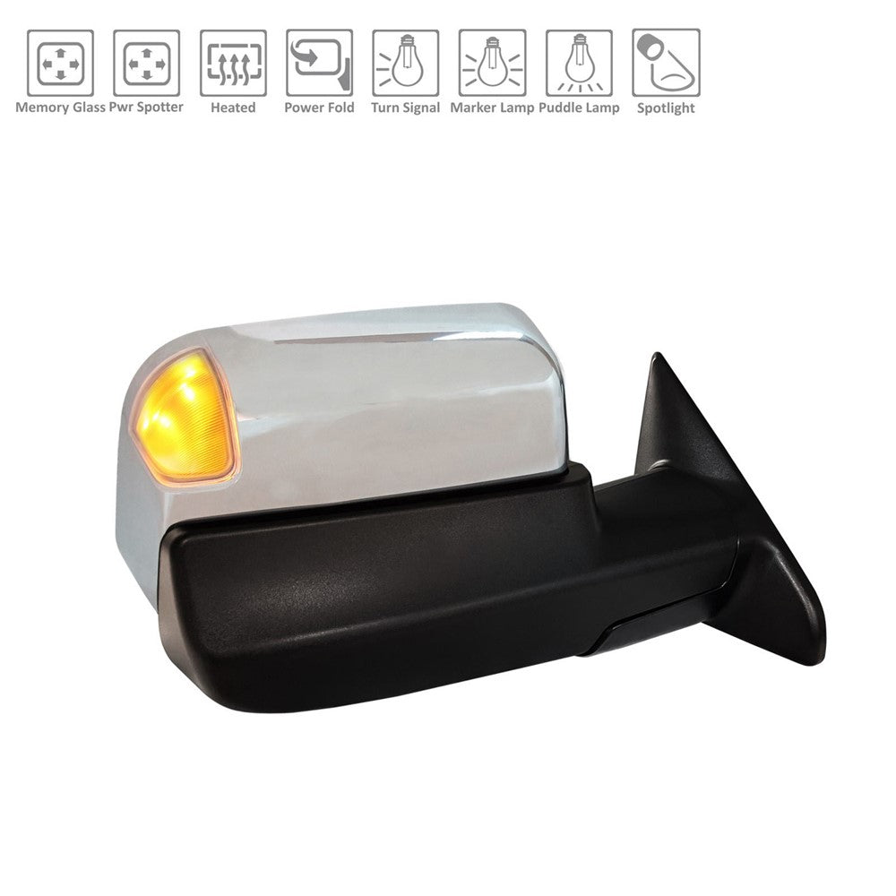 Right Passenger Side Power Door Tow Mirror 2019-2022 Ram 2500, 3500
