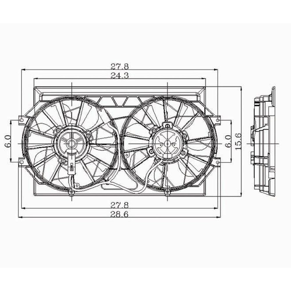 Dual Cooling Fan Assembly 1995-2000 Chrysler Cirrus & Dodge Stratus