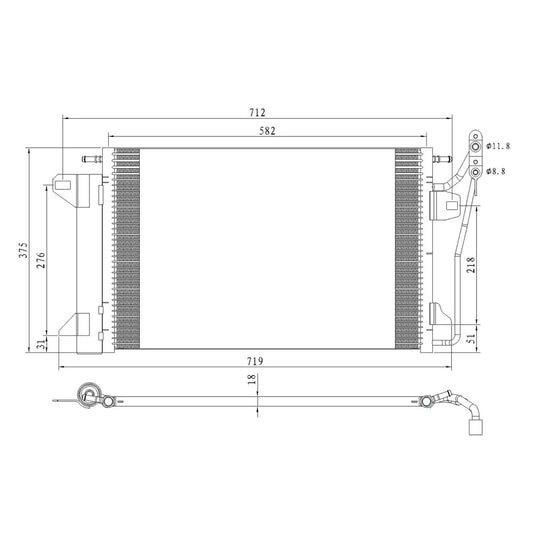 Ac Condenser With Toc 2006-2012 Ford Fusion & Lincoln Zephyr, Mkz & Mercury Milan