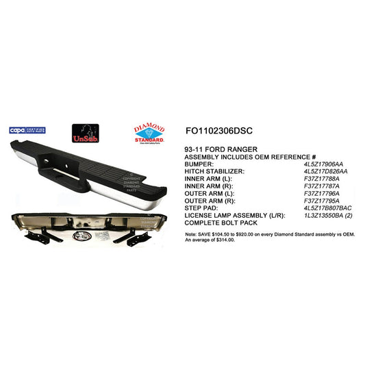 Rear Step Bumper Assembly 1993-2011 Ford Ranger