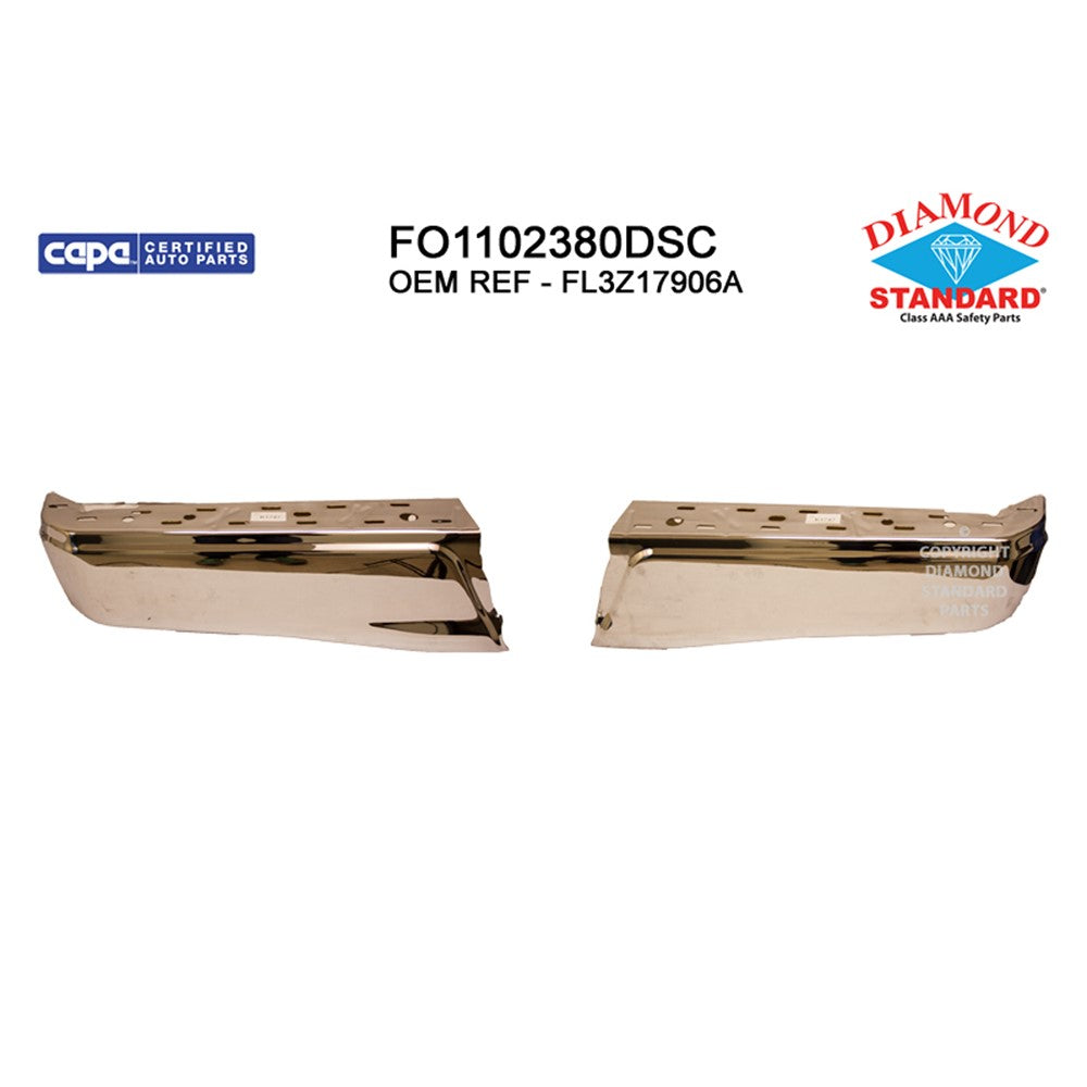 Rear 2-Pc Left And Right Bumper End Set [step Bumper Face Bar] Chrome 2015-2020 Ford F-150