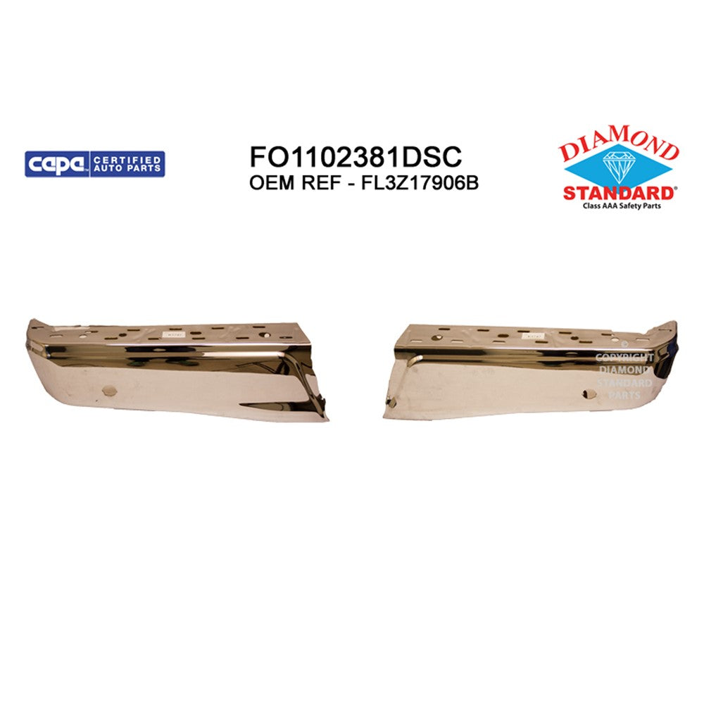 Rear 2-Pc Left And Right Bumper End Set [step Bumper Face Bar] Chrome 2015-2020 Ford F-150