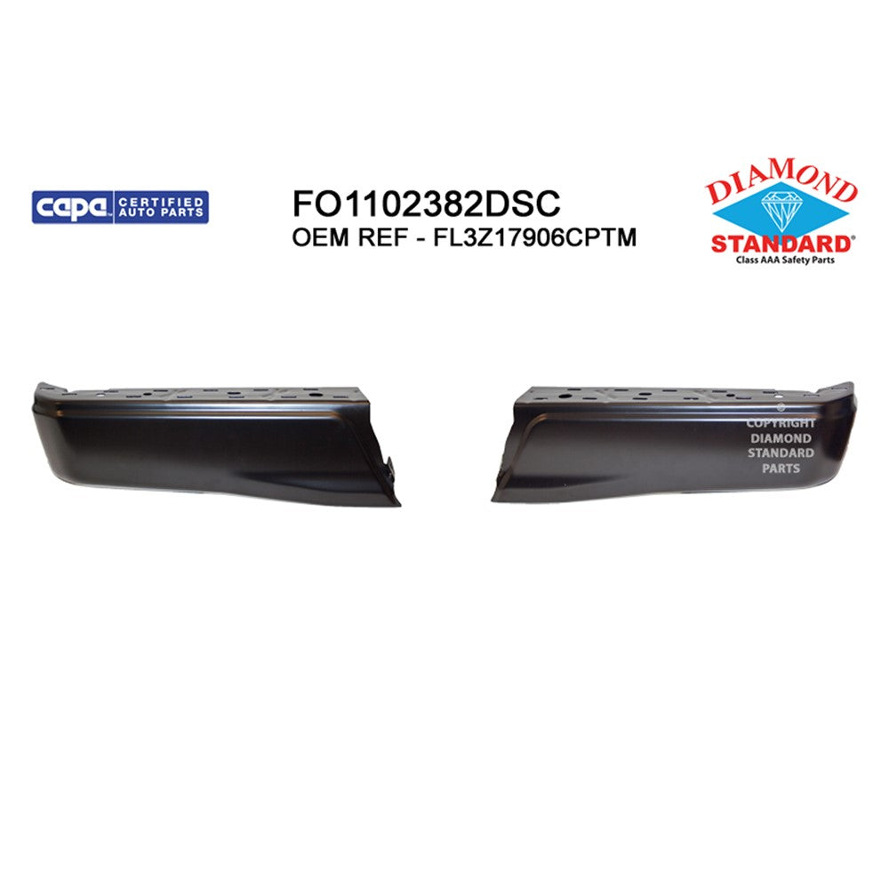 Rear 2-Pc Left And Right Bumper End Set [step Bumper Face Bar] Prime 2015-2020 Ford F-150