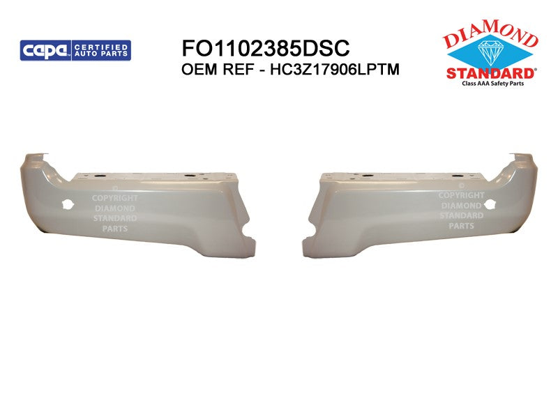 Rear 2-Pc Left And Right Bumper End Set [step Bumper Face Bar] 2017-2022 Ford F-250 Super Duty, F-350 Super Duty, F-450 Super Duty