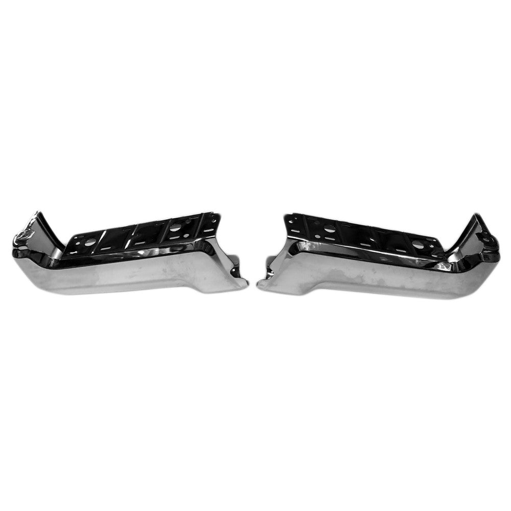 Rear 2-Pc Left And Right Bumper End Set [step Bumper Face Bar] Chrome 2017-2022 Ford F-250 Super Duty, F-350 Super Duty, F-450 Super Duty