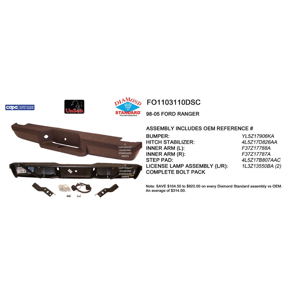 Rear Step Bumper Assembly 1993-2004 Ford Ranger