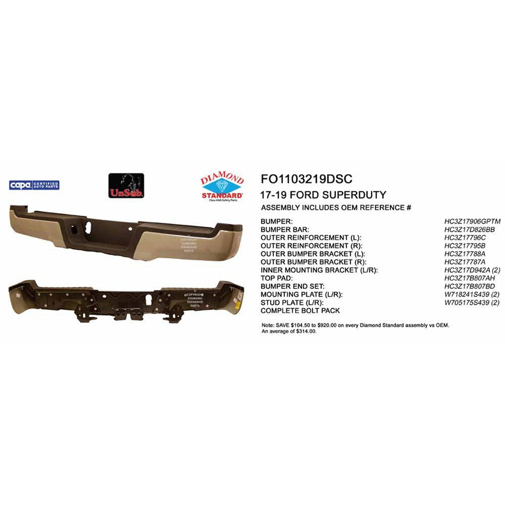 Rear Step Bumper Assembly 2017-2022 Ford F-250 Super Duty, F-350 Super Duty, F-450 Super Duty