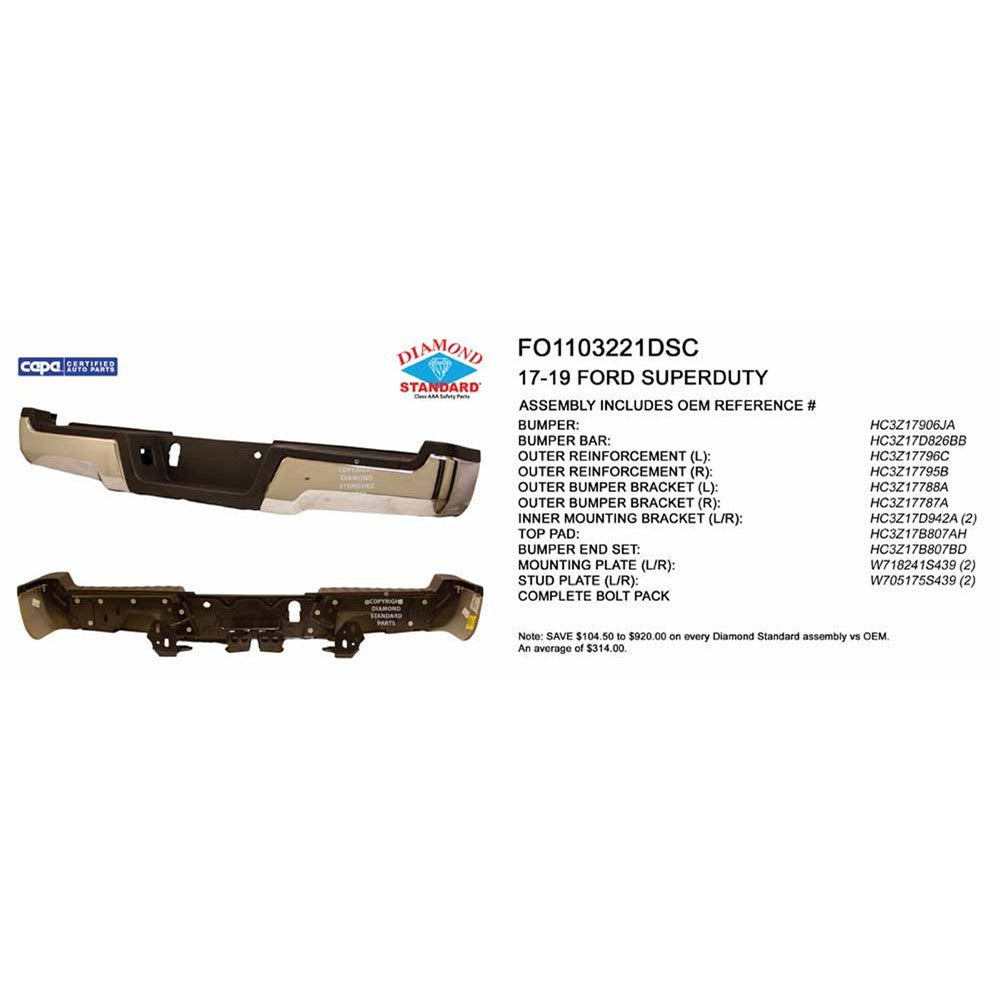 Rear Step Bumper Assembly 2017-2022 Ford F-250 Super Duty, F-350 Super Duty, F-450 Super Duty