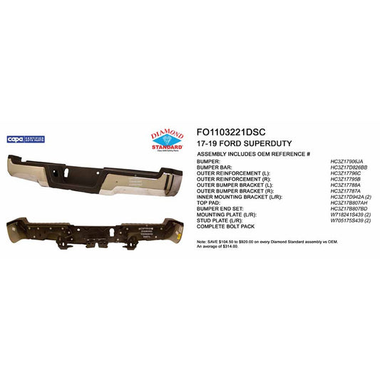 Rear Step Bumper Assembly 2017-2022 Ford F-250 Super Duty, F-350 Super Duty, F-450 Super Duty