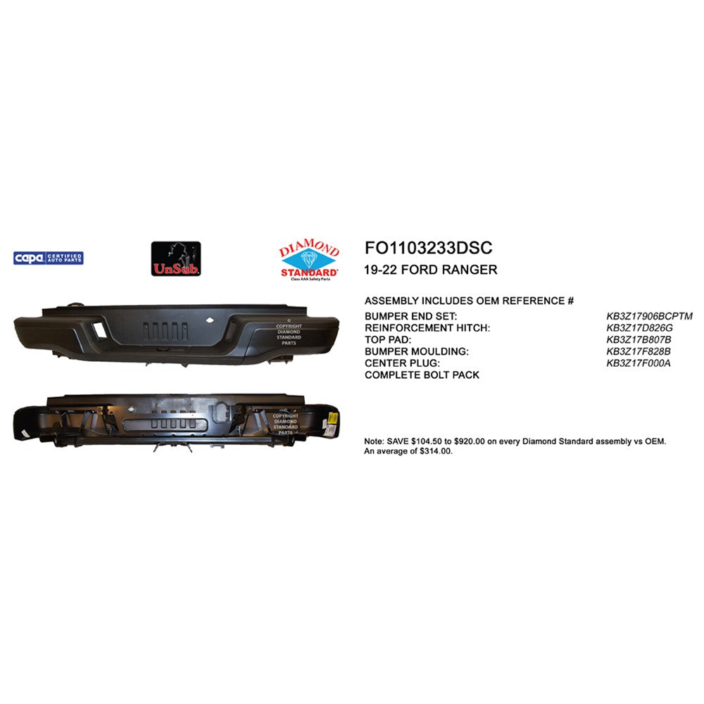 Rear Step Bumper Assembly 2019-2023 Ford Ranger