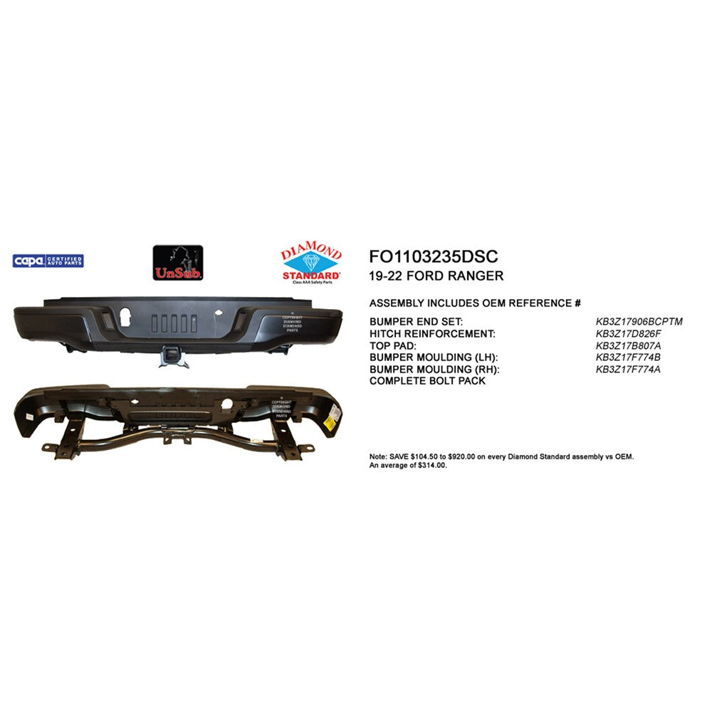 Rear Step Bumper Assembly 2019-2023 Ford Ranger