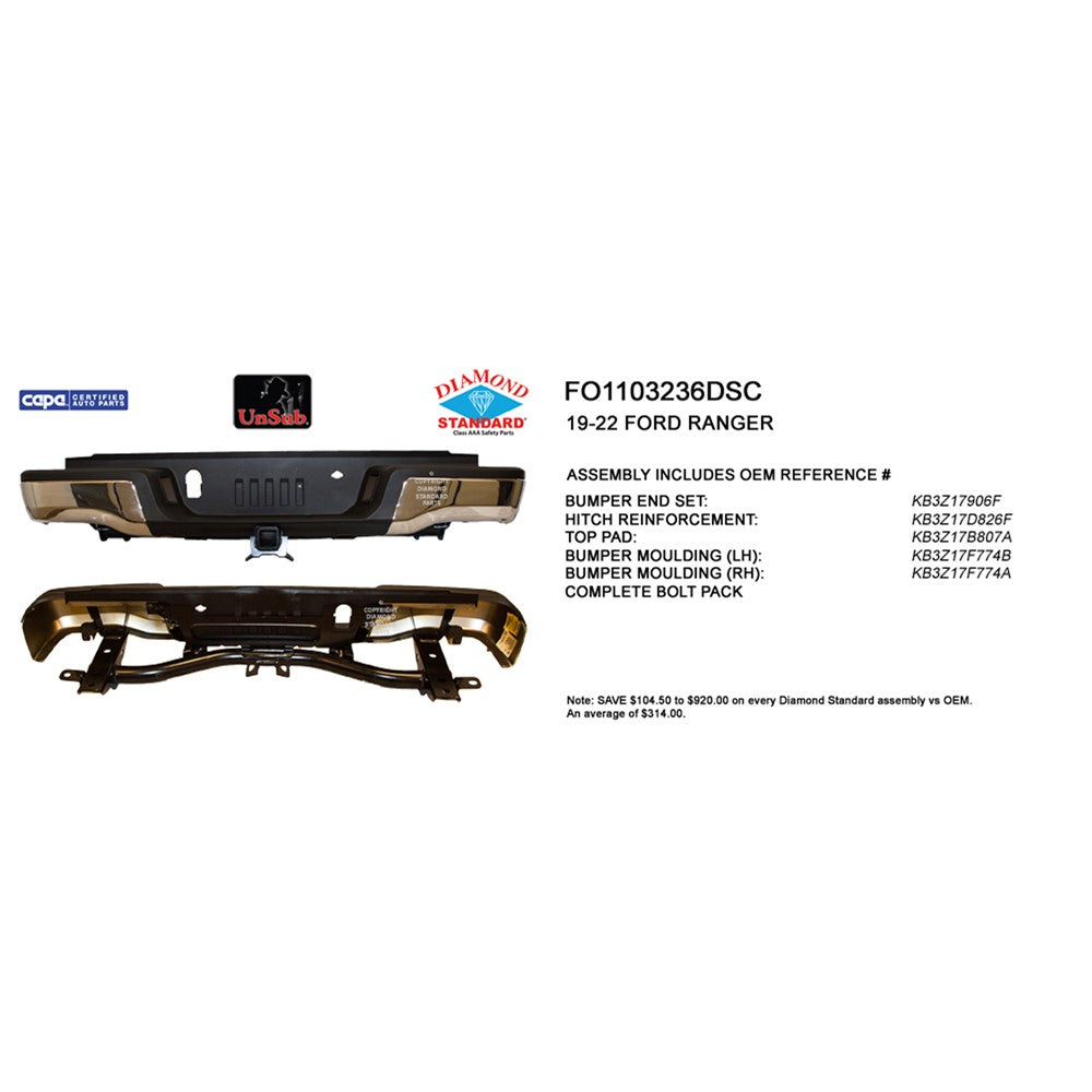 Rear Step Bumper Assembly 2019-2023 Ford Ranger
