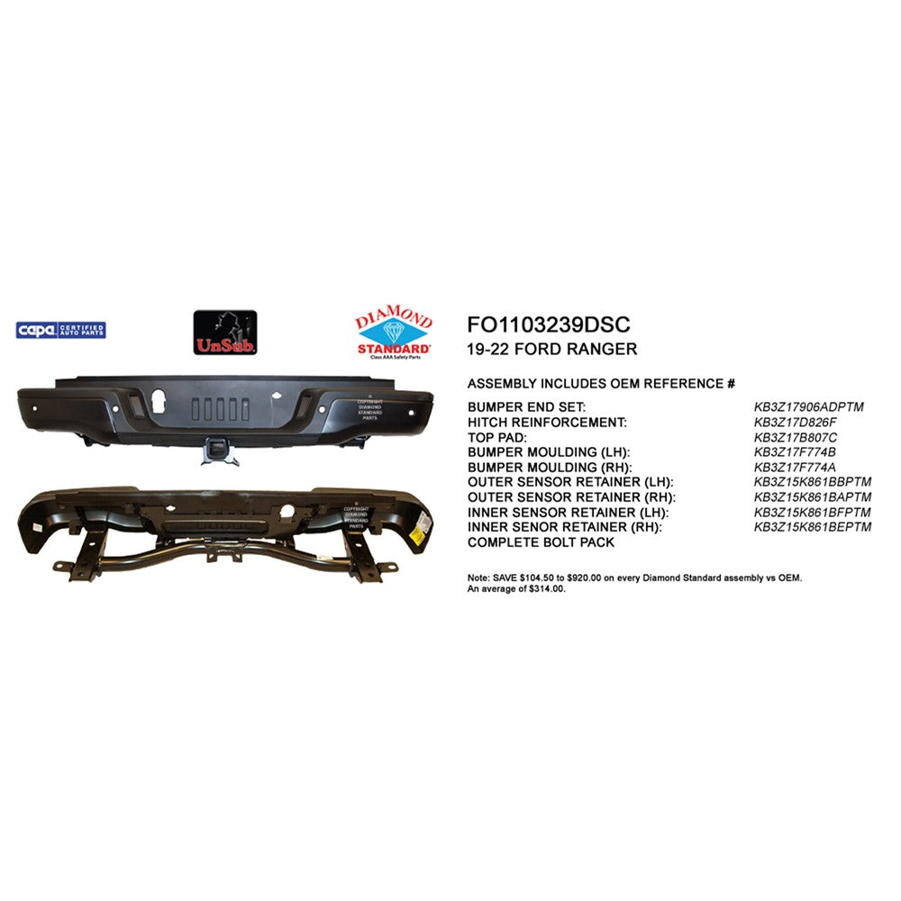 Rear Step Bumper Assembly 2019-2023 Ford Ranger