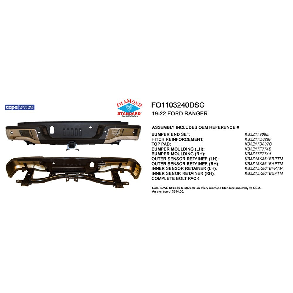 Rear Step Bumper Assembly 2019-2023 Ford Ranger