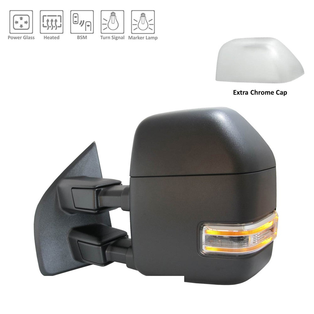 Left Driver Side Power Tow Door Mirror 2017-2022 Ford F-250 Super Duty, F-350 Super Duty, F-450 Super Duty