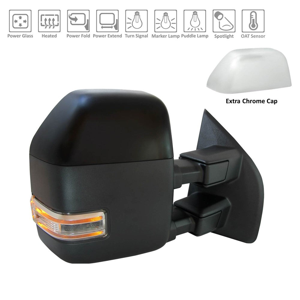 Right Passenger Side Power Door Tow Mirror 2017-2022 Ford F-250 Super Duty, F-350 Super Duty, F-450 Super Duty