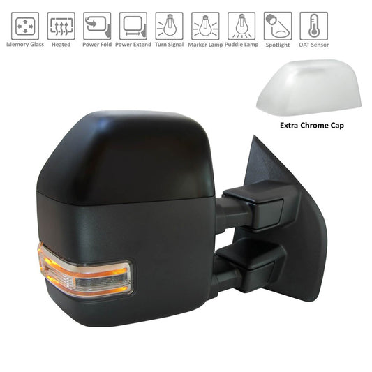 Right Passenger Side Power Door Tow Mirror 2017-2022 Ford F-250 Super Duty, F-350 Super Duty, F-450 Super Duty