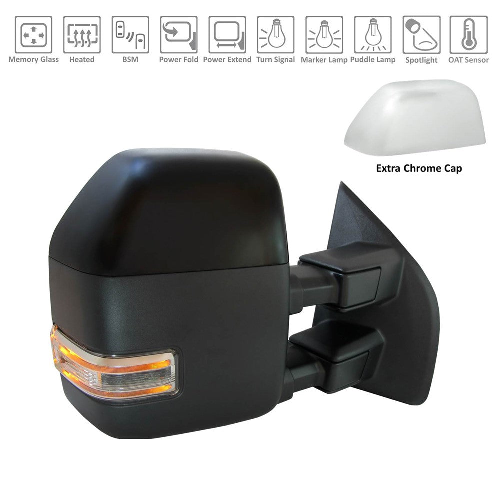 Right Passenger Side Power Door Tow Mirror 2017-2022 Ford F-250 Super Duty, F-350 Super Duty, F-450 Super Duty