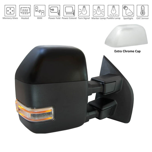 Right Passenger Side Power Door Tow Mirror 2017-2022 Ford F-250 Super Duty, F-350 Super Duty, F-450 Super Duty