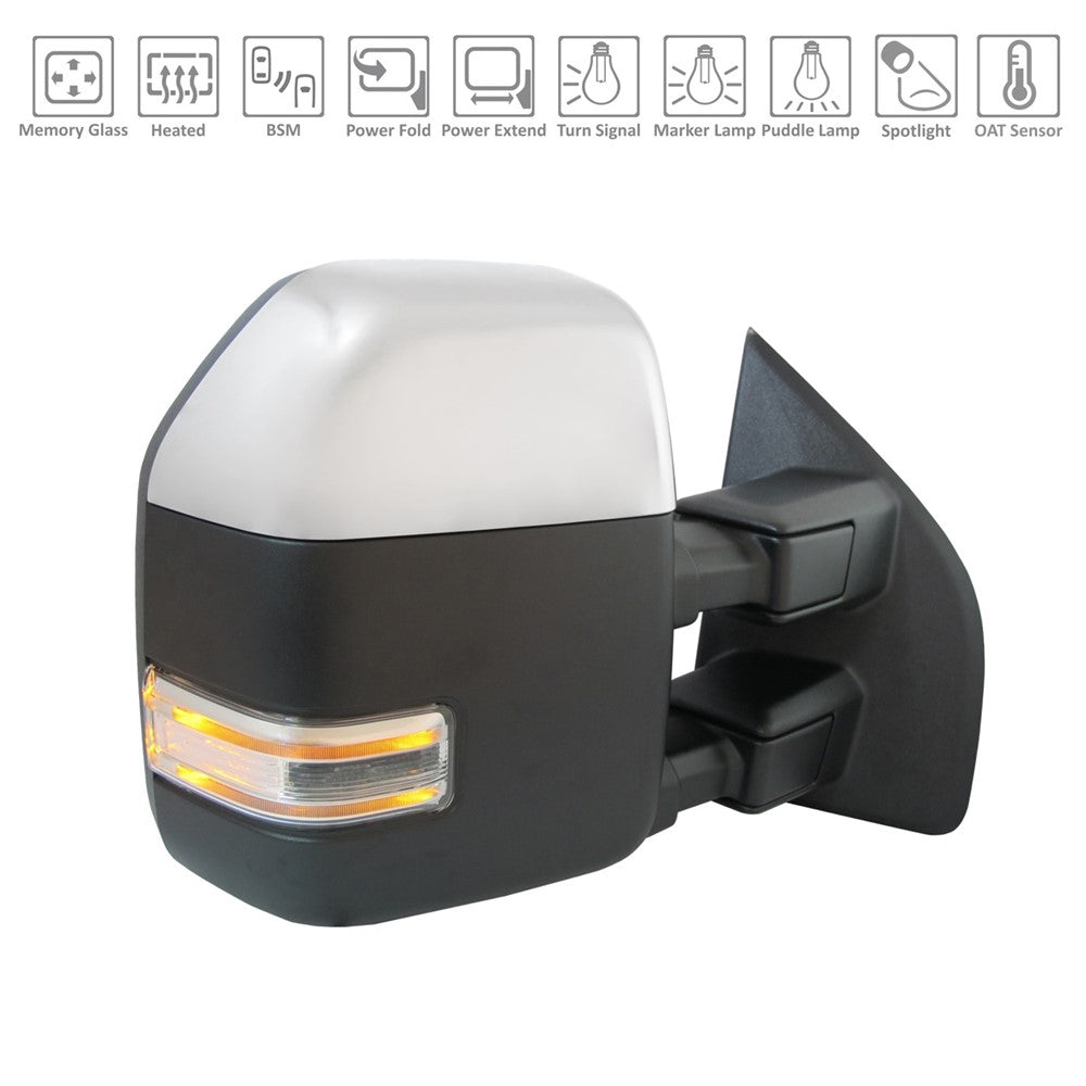 Right Passenger Side Power Door Tow Mirror 2020-2022 Ford F-250 Super Duty, F-350 Super Duty, F-450 Super Duty