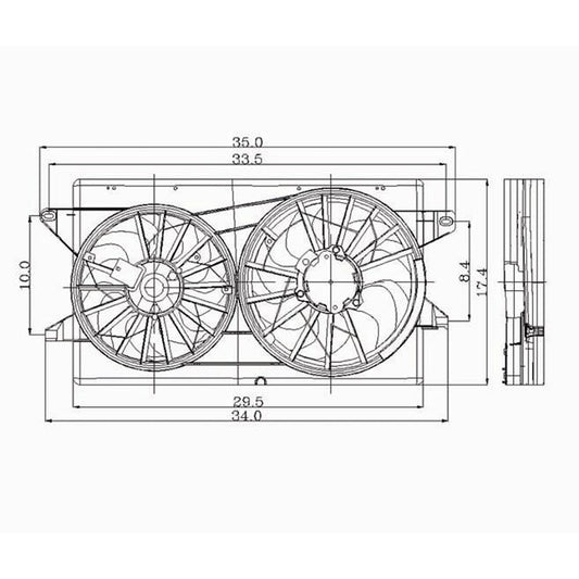 Dual Cooling Fan Assembly 1999-2003 Ford Windstar